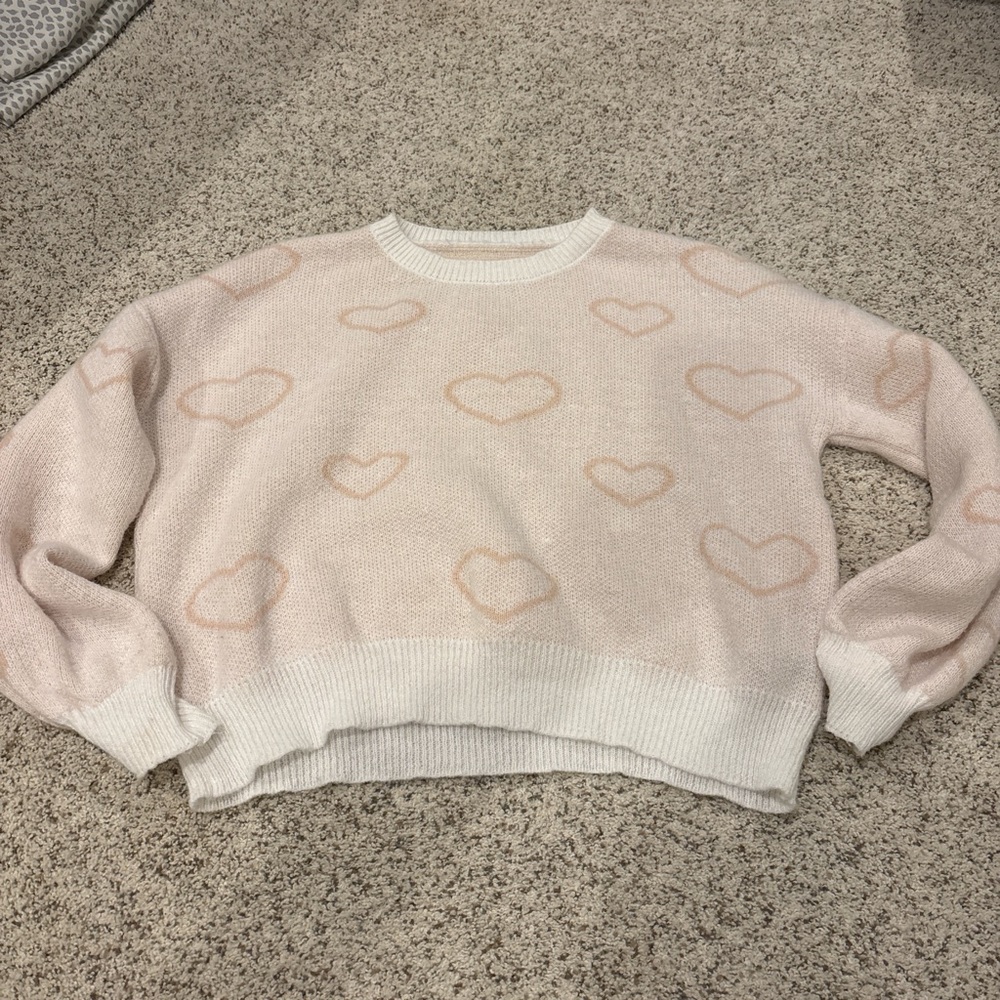 SHEIN Pink Heart Pattern Sweater